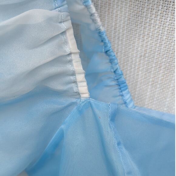 Selkie Blue Organza Head in the Clouds French Puff Short Dress, size L - Picture 4 of 9